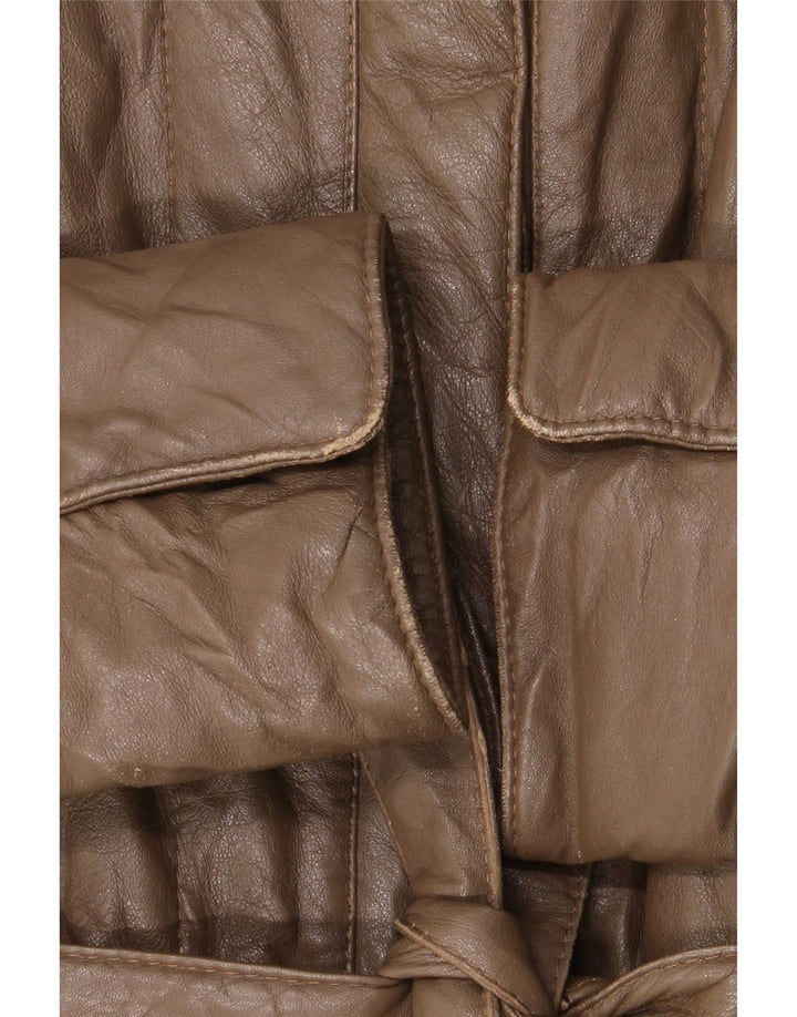 VINTAGE Womens Leather Coat IT 42 Medium Brown Leather Vintage Vintage and Second-Hand Vintage from Messina Hembry 