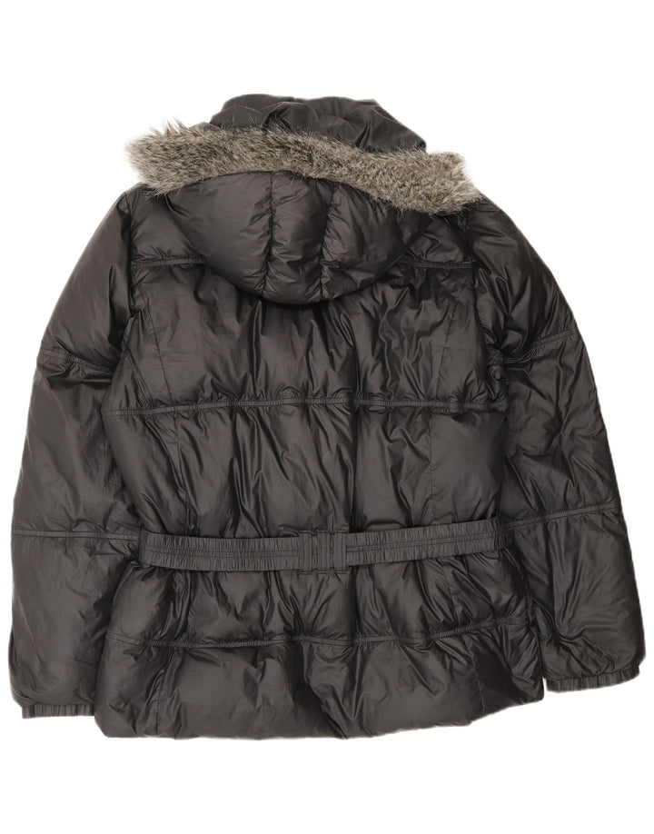 Jachetă căptușită cu glugă supradimensionată pentru femei Adidas UK 18 XL Poliester negru