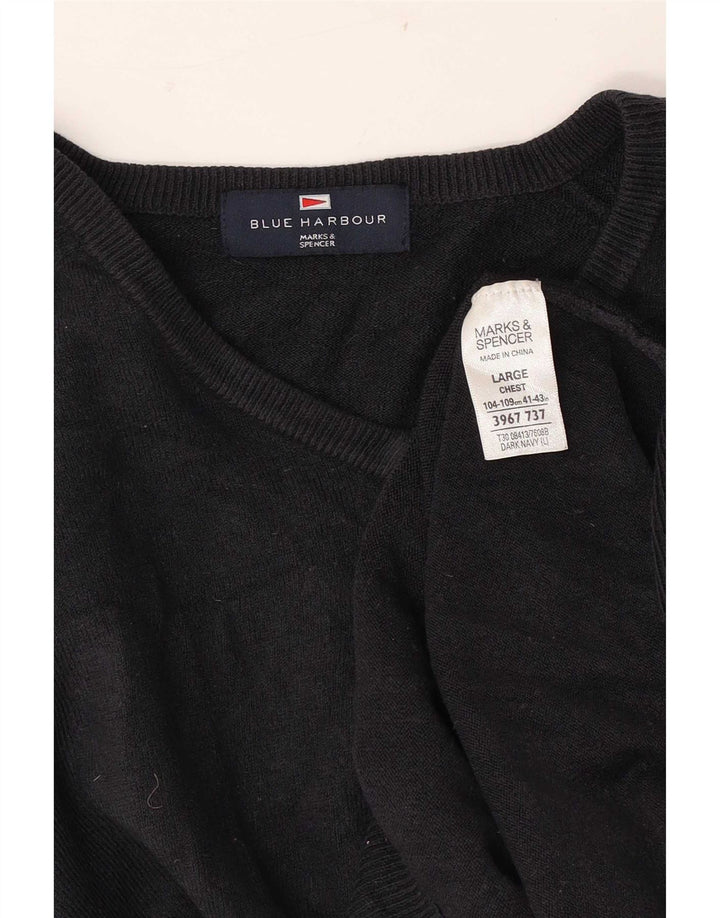 Pulover Marks & Spencer pentru bărbați, Blue Harbour, cu decolteu în V, mare, acrilic, bleumarin