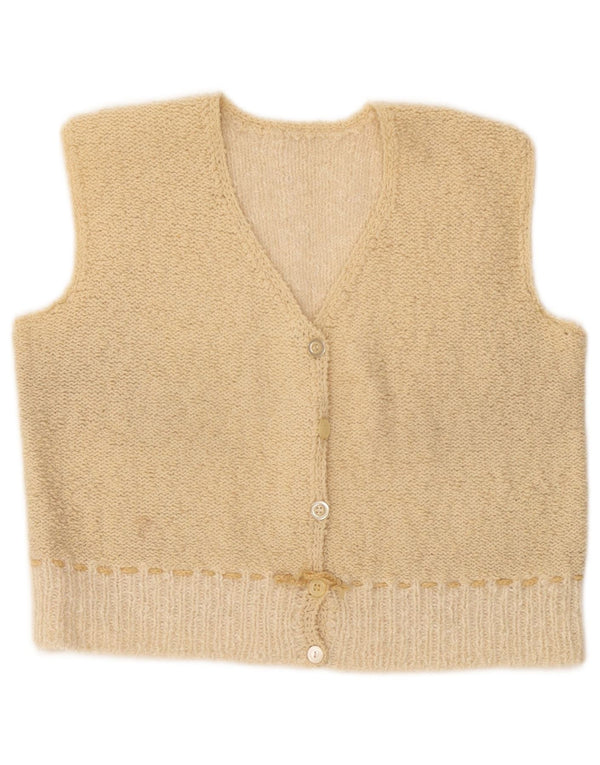 Pulover cardigan fără mâneci vintage pentru femei UK 4 XS Bej