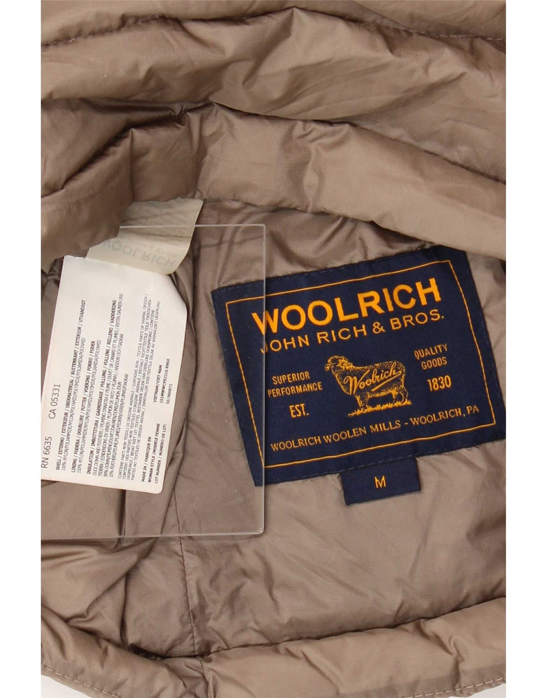 Jachetă căptușită pentru femei Woolrich UK 12, maro mediu, nailon