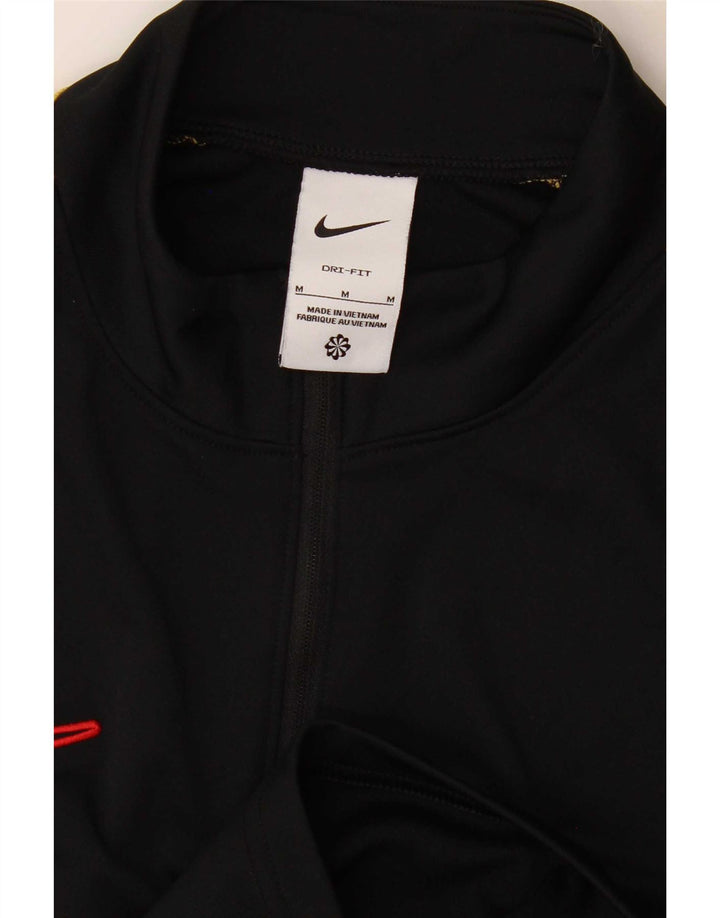 Top de trening pentru bărbați Dri Fit, cu fermoar și gât, negru, colorblock