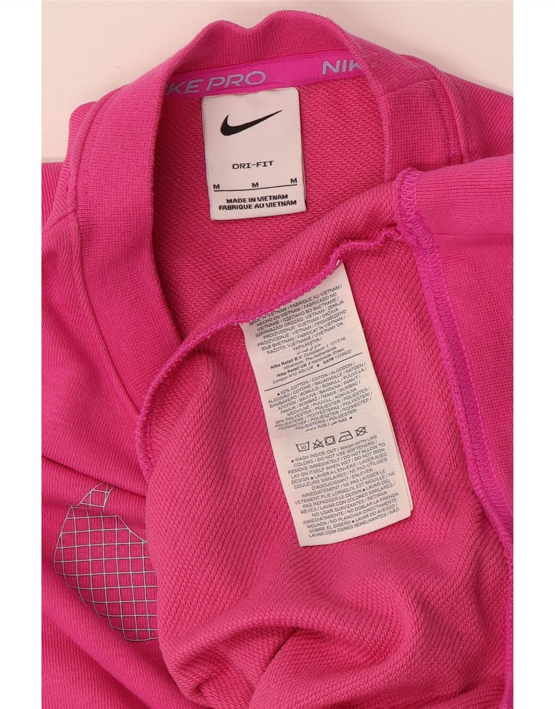 Pulover supradimensionat cu grafic Nike pentru femei UK 14, bumbac roz mediu