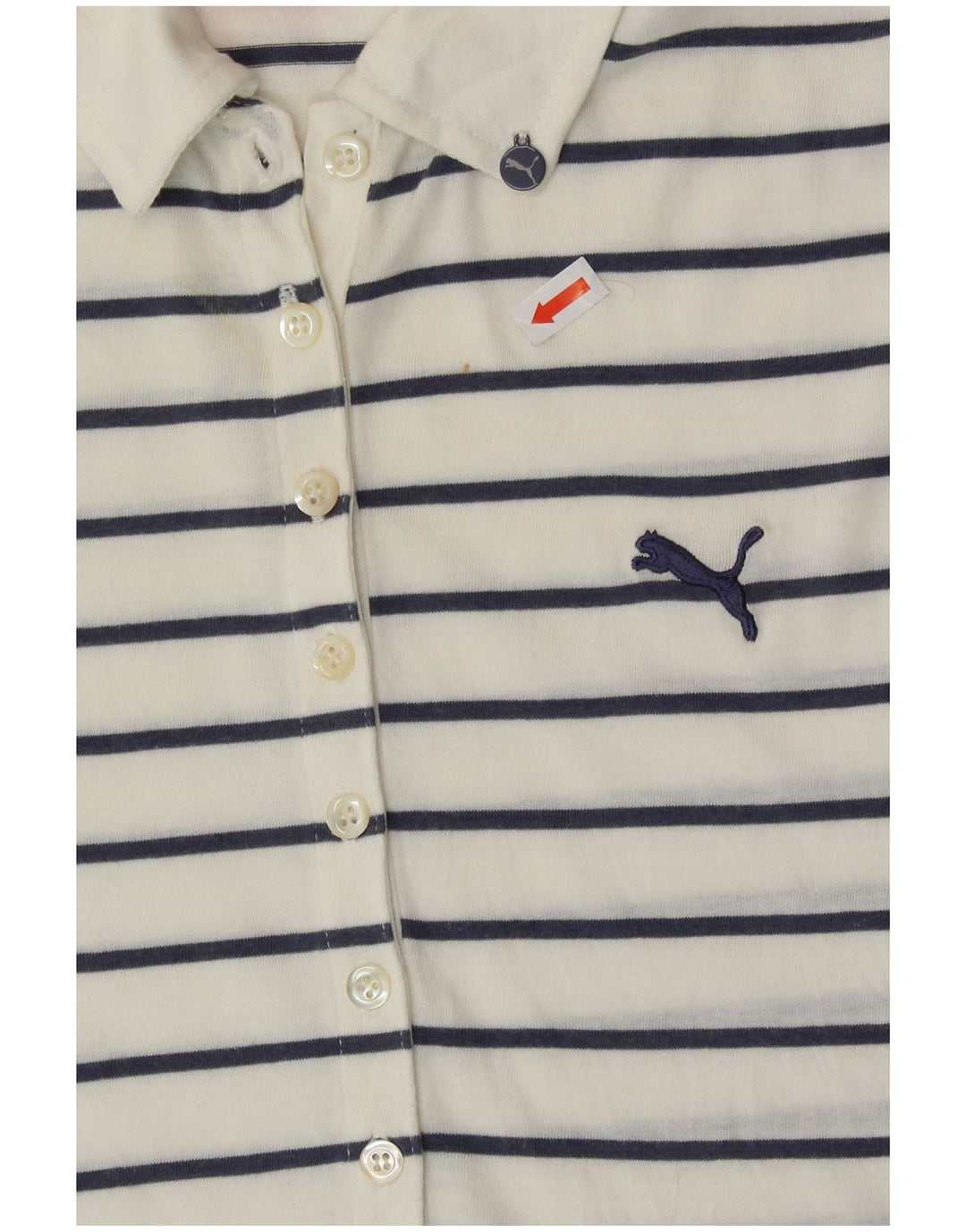 Tricou polo PUMA pentru femei UK 12 Medium White Striped