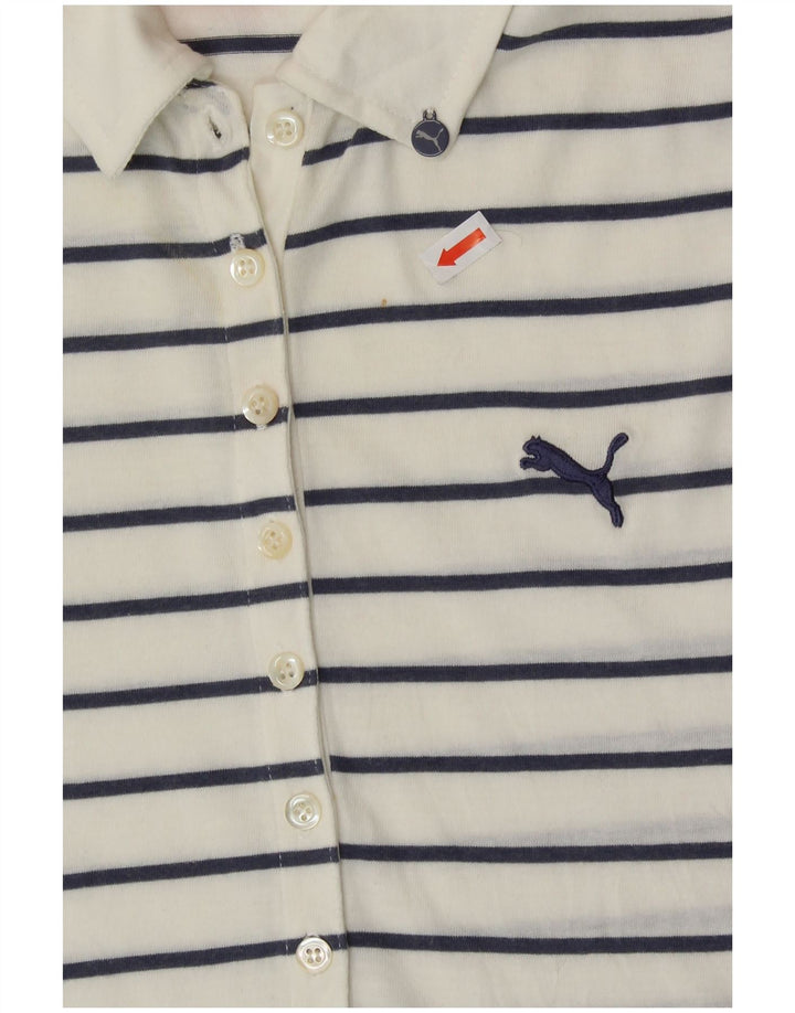 Tricou polo PUMA pentru femei UK 12 Medium White Striped