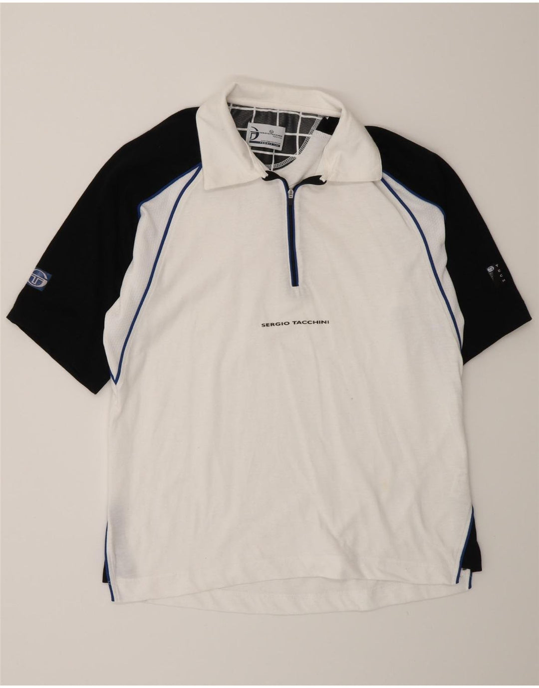 Cămașă polo Sergio Tacchini pentru bărbați, bumbac alb, bloc de culoare