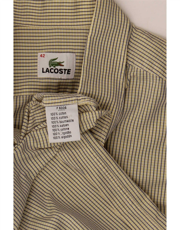 Cămașă pentru bărbați Lacoste cu mânecă scurtă Mărimea 42, bumbac mare cu carouri galbene