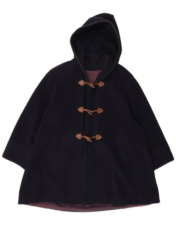 Duffle Coat supradimensionat pentru femei Vintage cu glugă IT 42 Mediu Lână bleumarin
