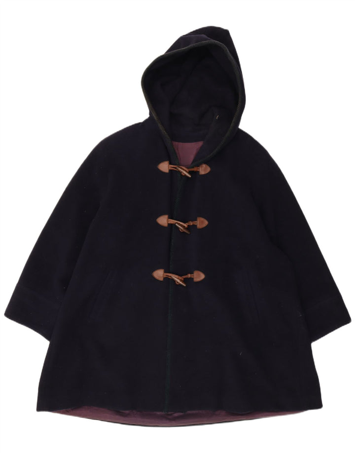 Duffle Coat supradimensionat pentru femei Vintage cu glugă IT 42 Mediu Lână bleumarin