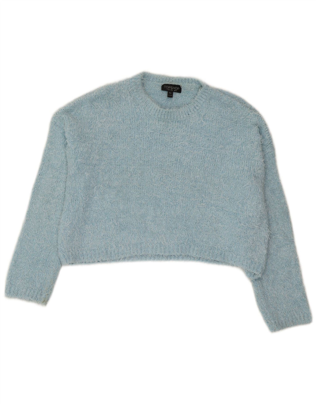 Topshop Pulover Crop Crew Deck pentru femei UK 12 Poliester albastru mediu