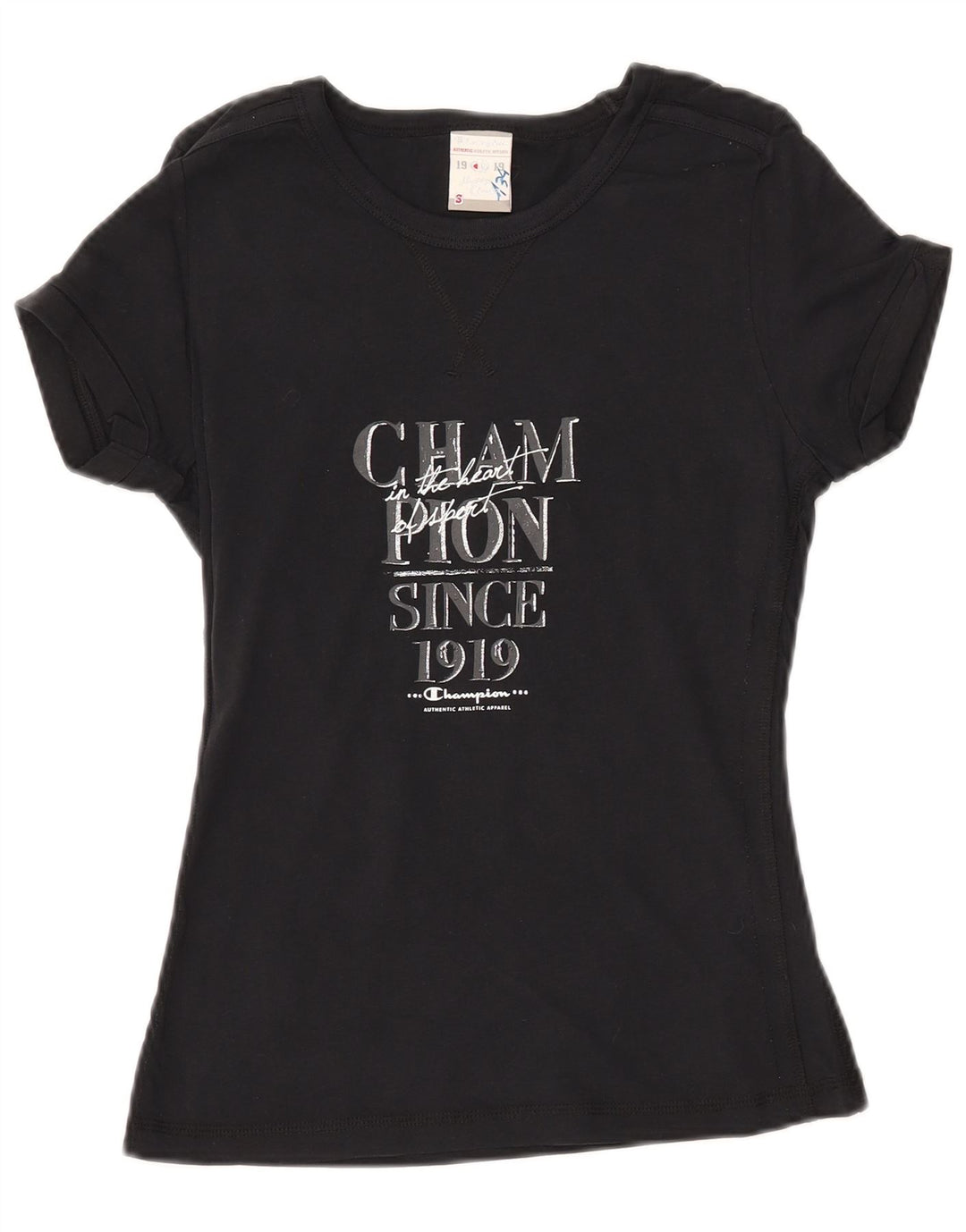 Tricou grafic CHAMPION Heritage Classics pentru femei Top UK 10 Small Black