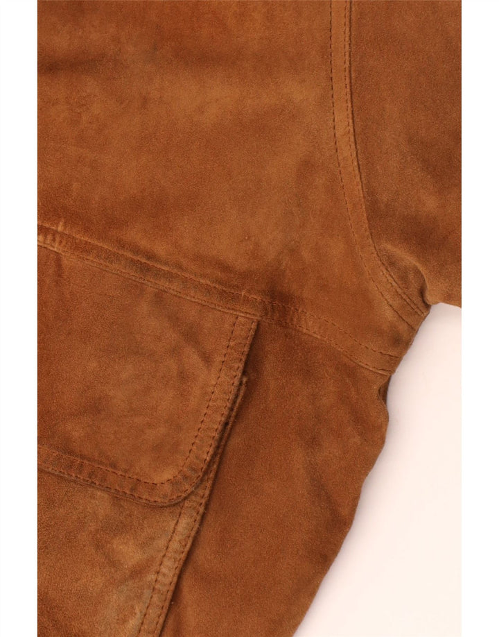 Bomber vintage pentru bărbați din piele intoarsa IT 58 4XL din piele maro
