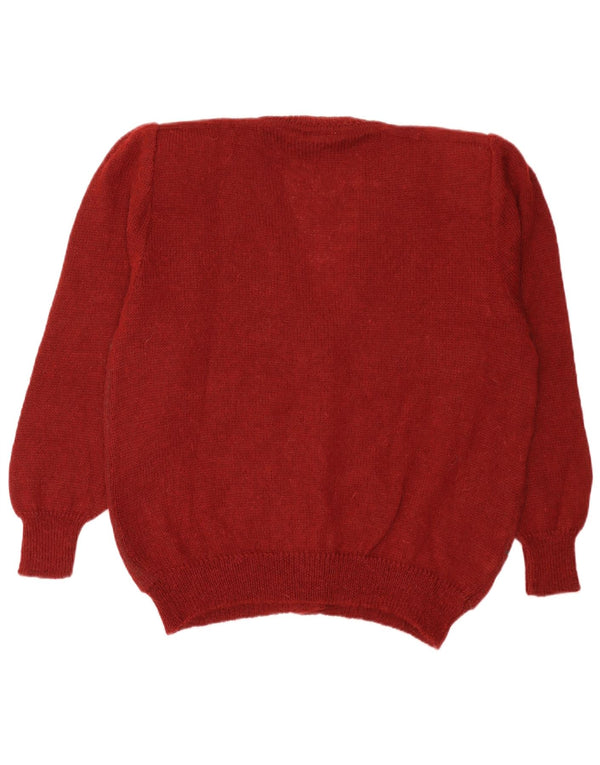 Pulover Cardigan Vintage pentru Damă IT 50 XL Burgundy Mohair Floral