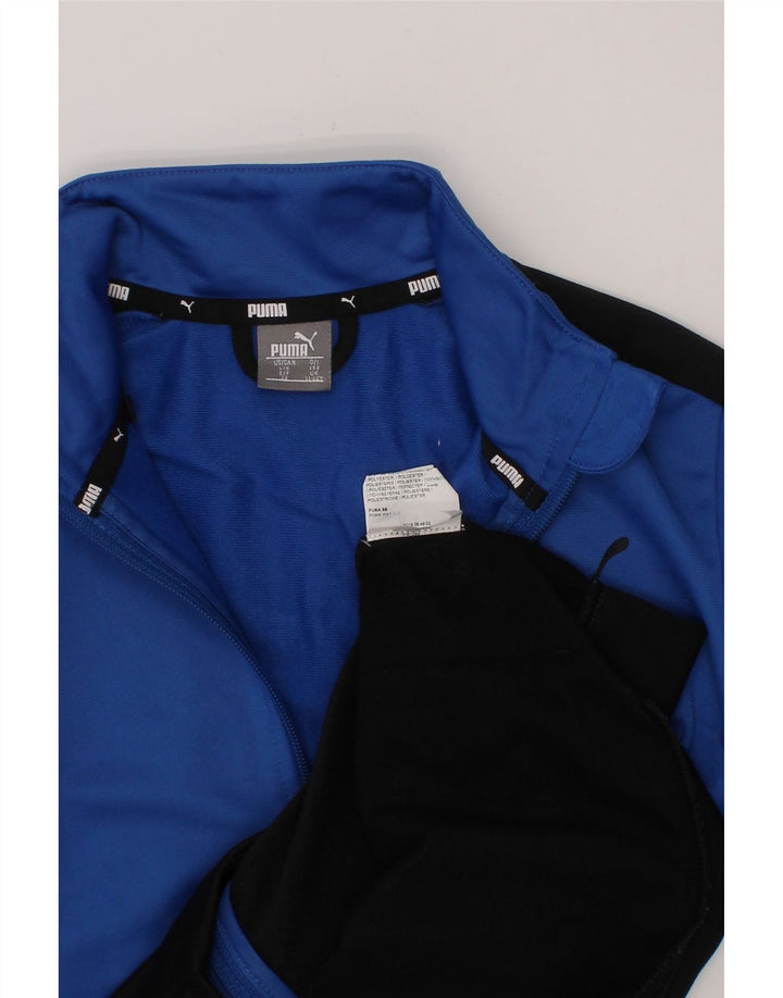 PUMA Boys Graphic Tracksuit Top Jacket 11-12 Years Blue Colourblock Vintage Puma and Second-Hand Puma from Messina Hembry 