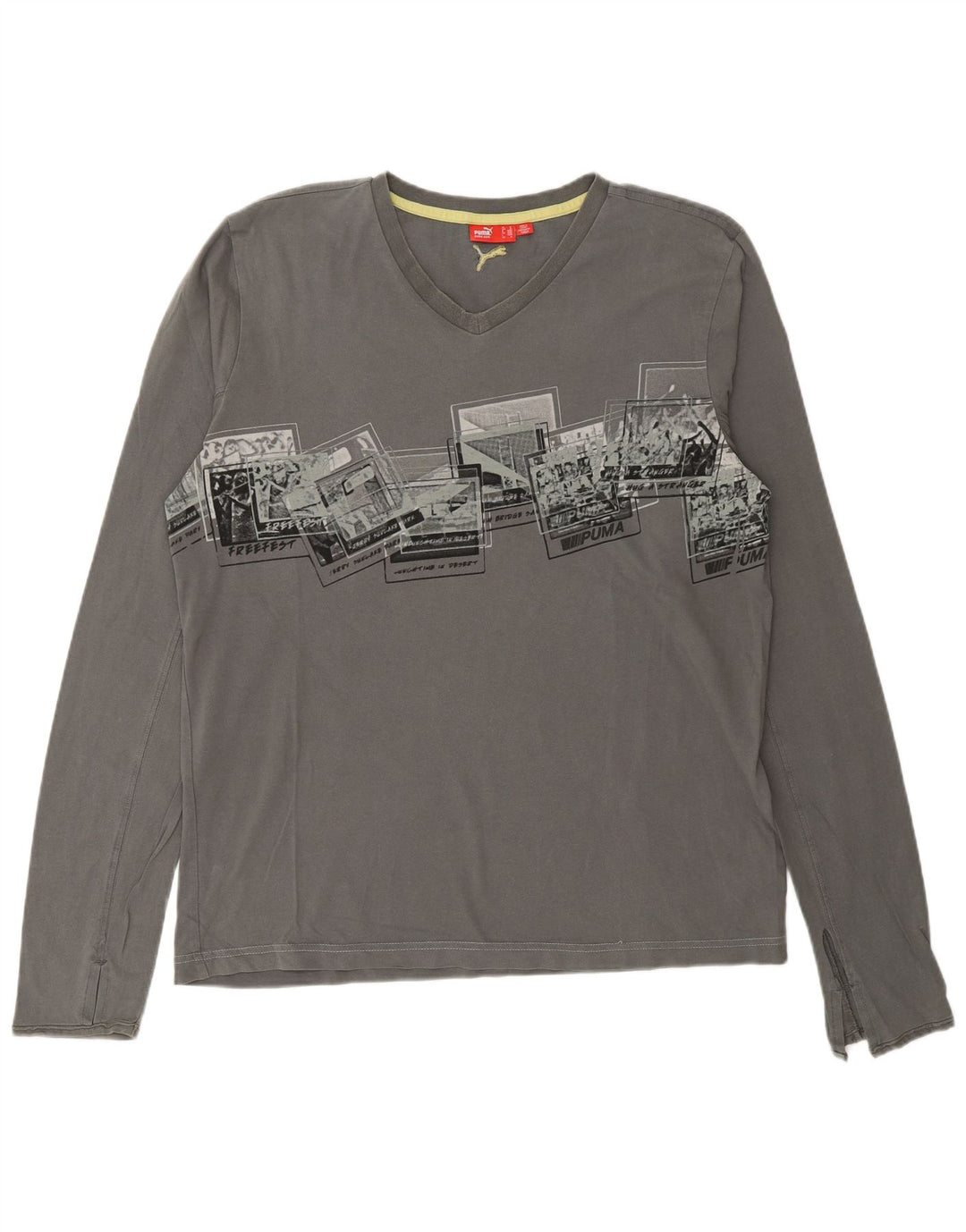 PUMA Mens Graphic Top Long Sleeve Medium Grey