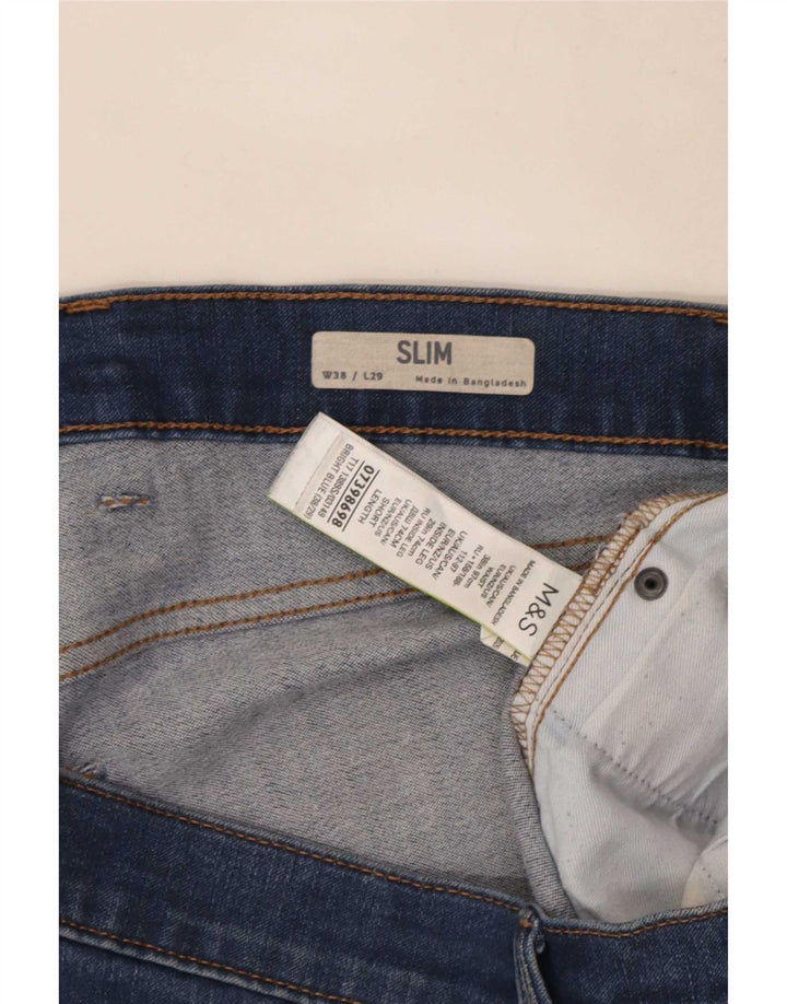 Blugi slim pentru bărbați Marks & Spencer W38 L29 Bumbac albastru