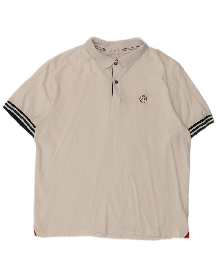 Tricou polo Sun68 pentru bărbați, bumbac alb 3XL