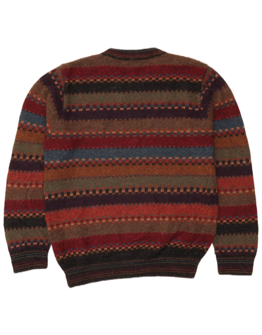 Pulover vintage pentru bărbați cu gât roșu IT 52 cu dungi mari, multicolore