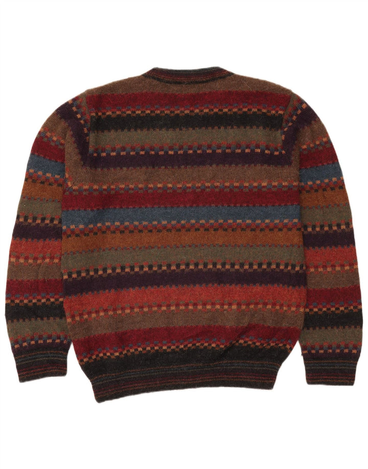 Pulover vintage pentru bărbați cu gât roșu IT 52 cu dungi mari, multicolore