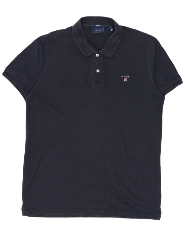 GANT Mens Regular Fit Polo Shirt Large Navy Blue Cotton