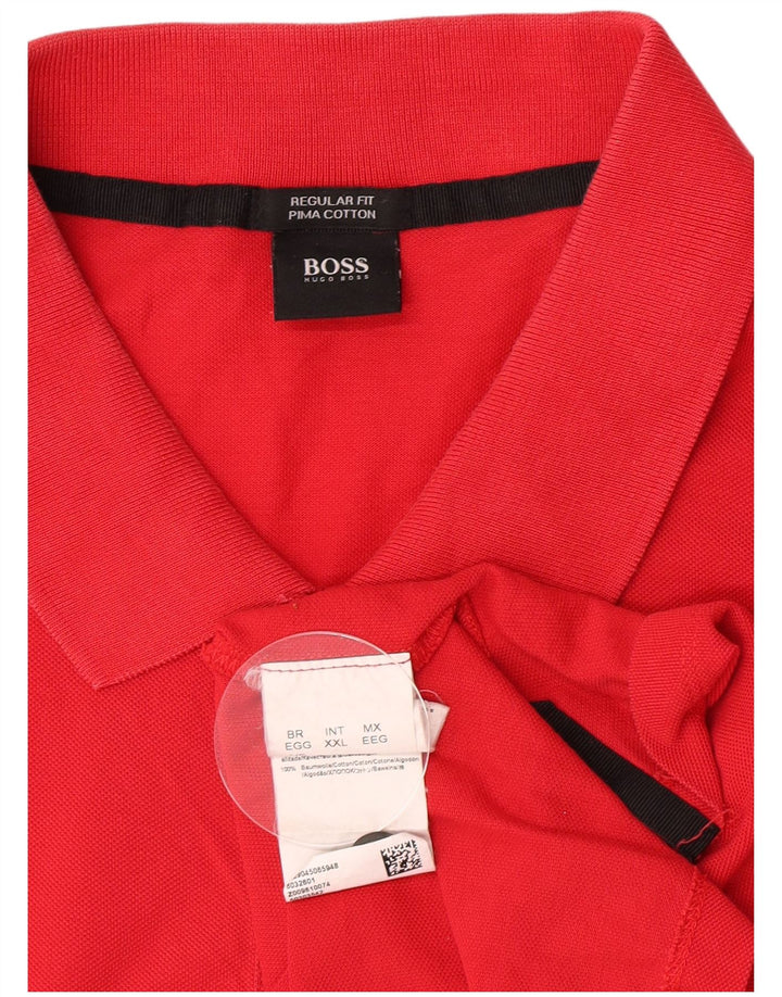 Cămașă polo Hugo Boss pentru bărbați, bumbac roșu 2XL