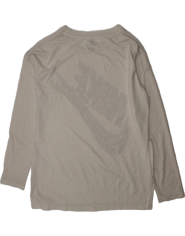 NIKE Boys Graphic Top Long Sleeve 12-13 Years Large  White Cotton Vintage Nike and Second-Hand Nike from Messina Hembry 