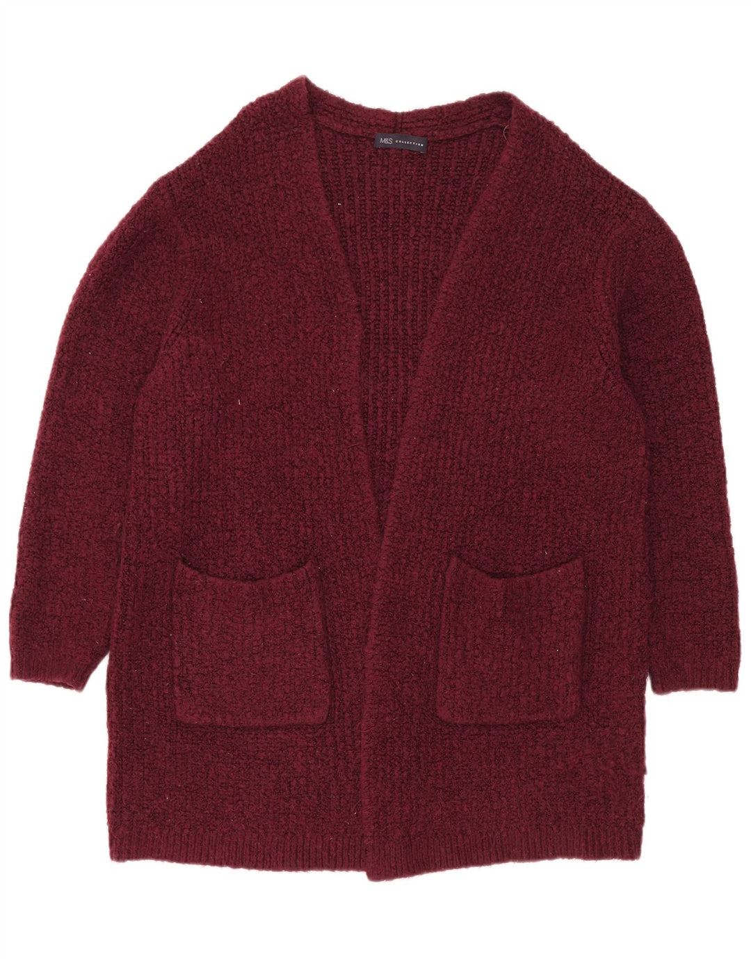 Pulover cardigan deschis supradimensionat pentru femei Marks & Spencer UK 16 Maroon mare