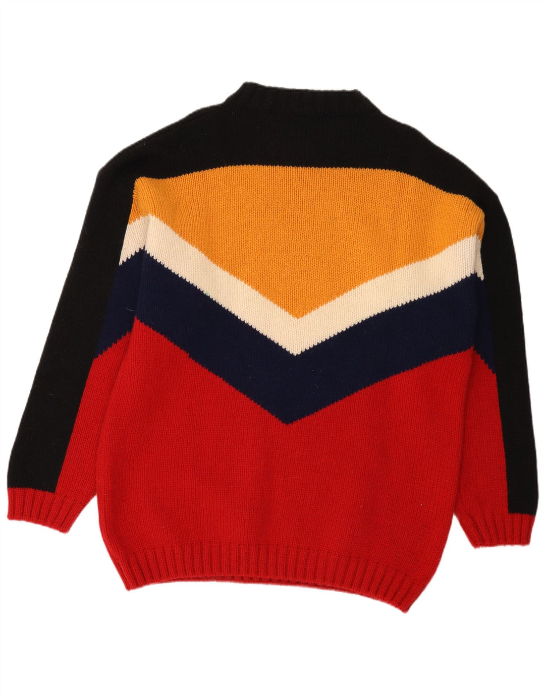 Pulover vintage pentru bărbați cu decolteu în V, lână mare, multicoloră
