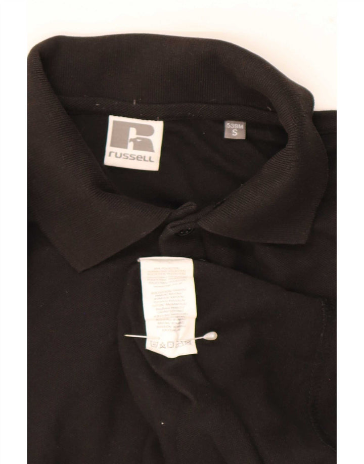 Tricou polo cu grafică pentru bărbați Russell Athletic, poliester negru mic