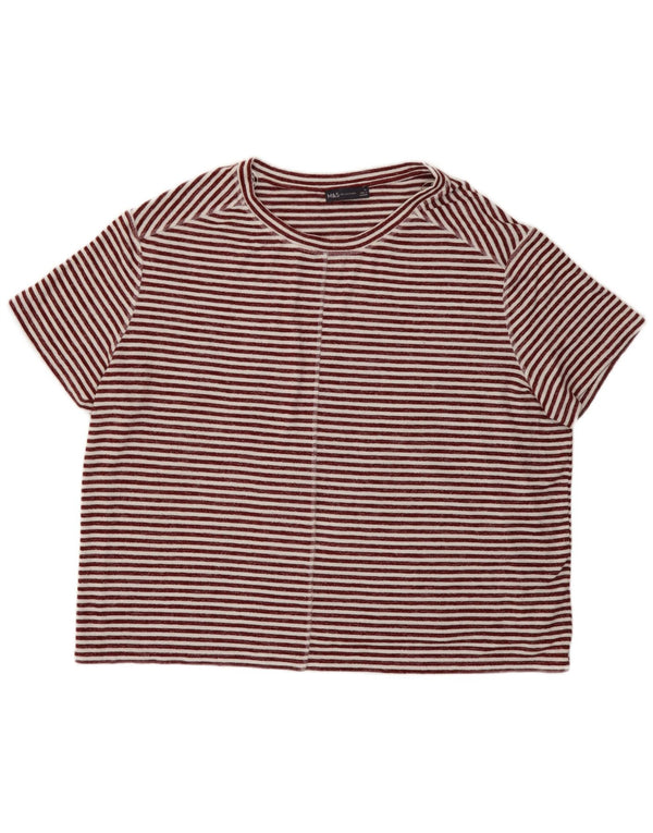 Marks & Spencer Tricou supradimensionat pentru femei UK 18 XL Burgundy cu dungi