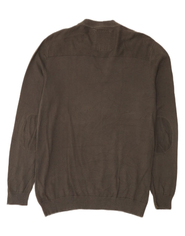 Jack & Jones Pulover cu decolteu în V pentru bărbați, bumbac mare, gri