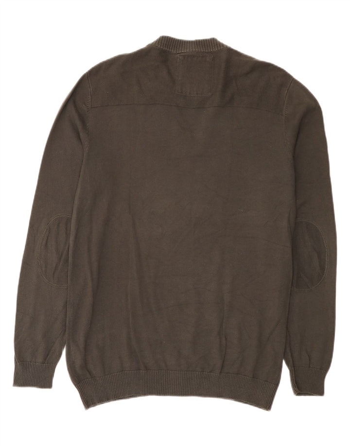 Jack & Jones Pulover cu decolteu în V pentru bărbați, bumbac mare, gri