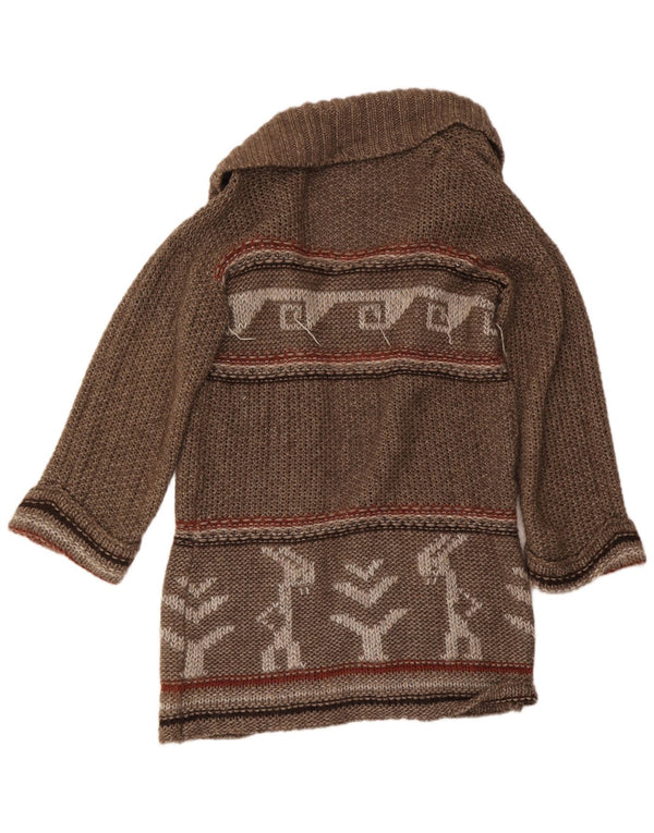 Pulover cardigan cu paragate Trussardi Jeans pentru femei UK 14 Medium Brown Aztec