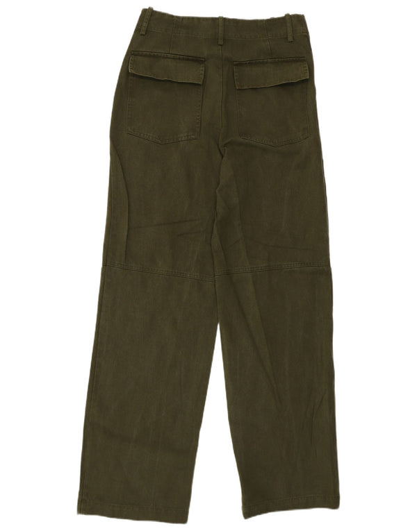 Pantaloni largi pentru femei Zara, talie înaltă, L26 L30, bumbac kaki