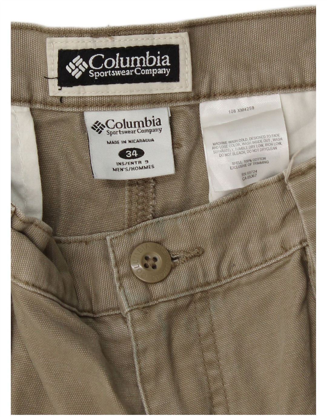 Pantaloni scurți cargo Columbia pentru bărbați W34, bumbac mare kaki