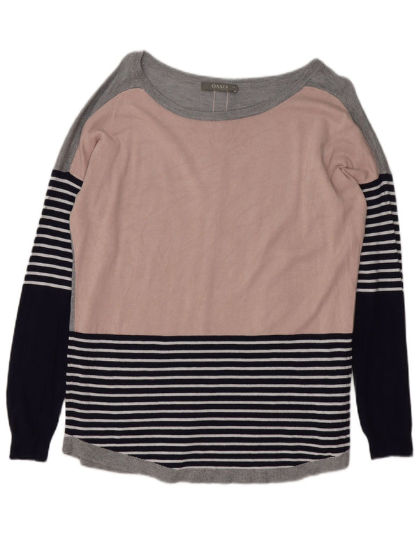 Pulover Oasis pentru femei cu gât de barcă UK 14 Medium, multicolor, în dungi
