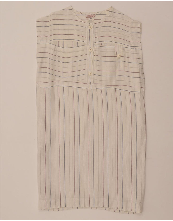 Rochie rochie fără mâneci pentru femei vintage IT 42 Medium Off White Striped
