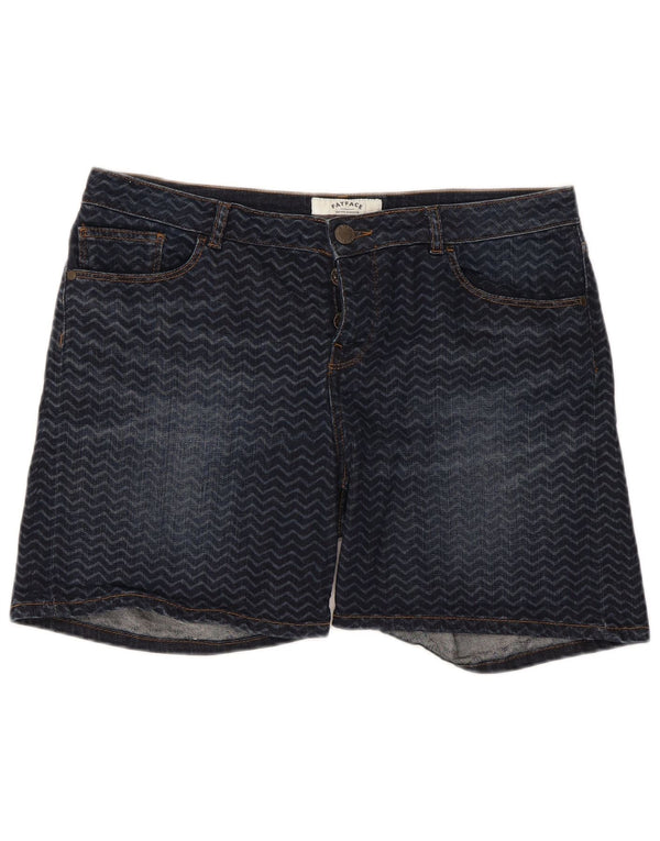 Pantaloni scurți din denim pentru femei Fat Face UK 14 Large W34 Blue Geometric Bumbac
