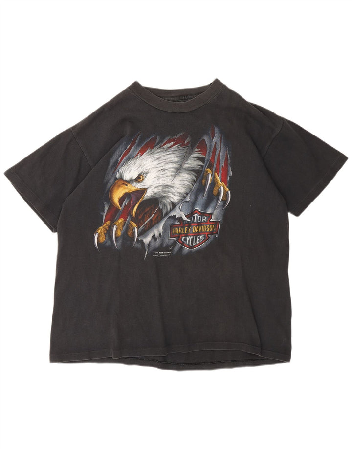 Tricou grafic Harley Davidson pentru bărbați 1990 Top motocicletă din bumbac gri mediu