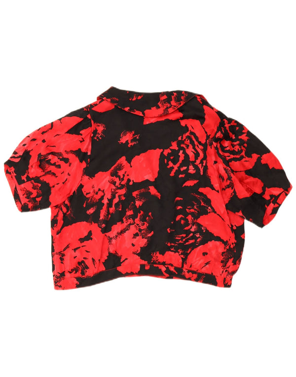 Bluză cu cămașă cu două piept pentru femei vintage, mare, roșu, florală