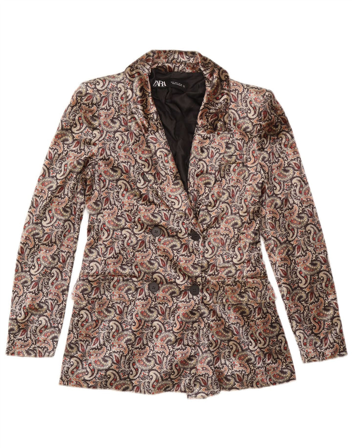 Jachetă Blazer pentru femei Zara, cu două pieptări, UK 10 Mic, multicolor, cachetele