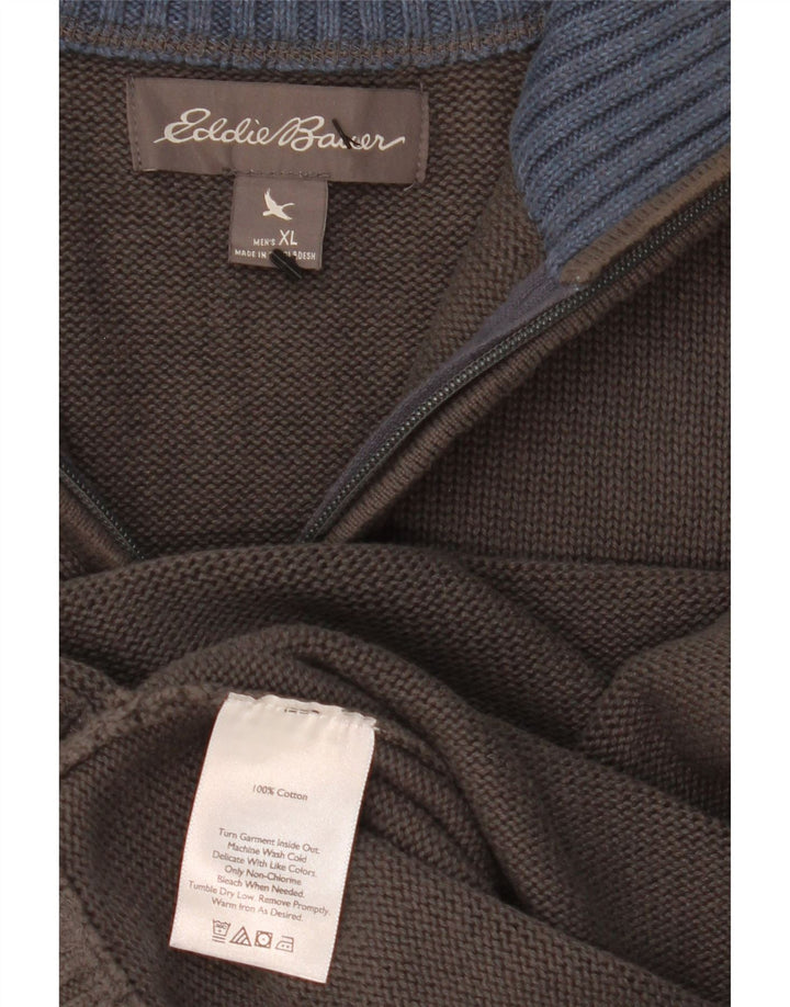 EDDIE BAUER Pulover pentru bărbați cu fermoar și gât, bumbac XL, gri