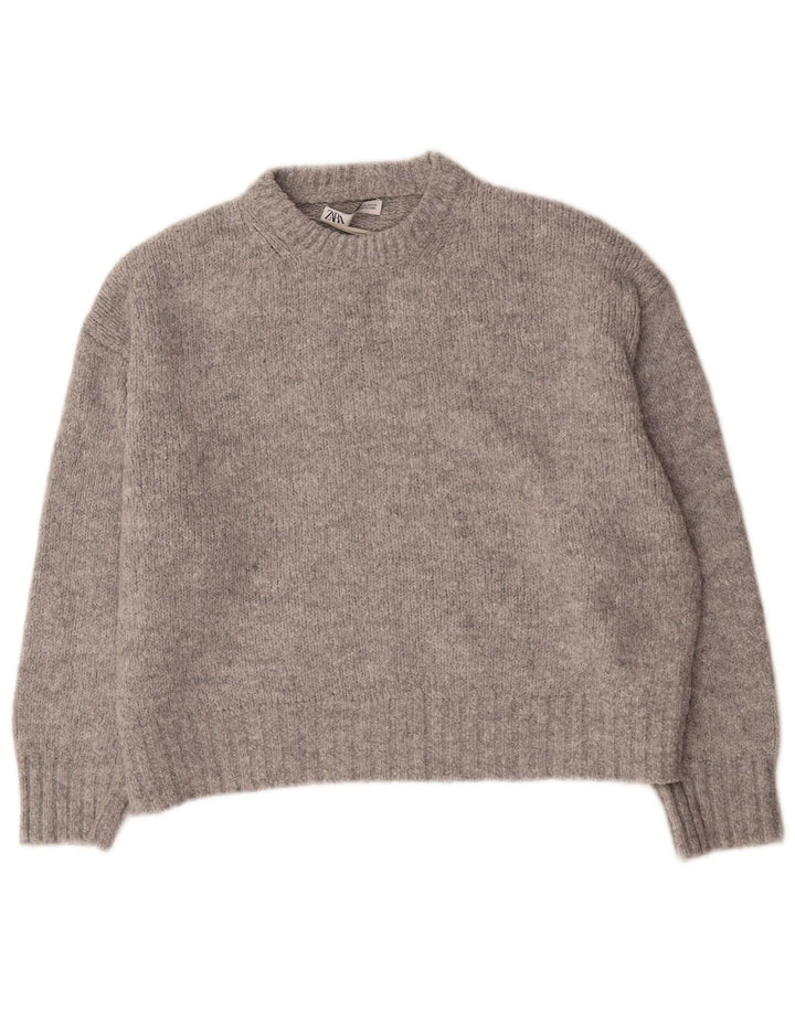 Pulover supradimensionat pentru femei Zara, cu gâtul turn, UK 14 Medium Gri Acrilic