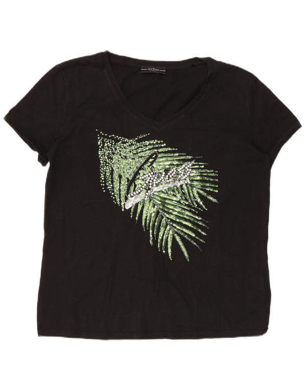 Tricou grafic Guess pentru femei, UK 18 XL, bumbac negru