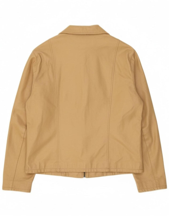 BOOSLEY Womens Leather Jacket IT 50 XL Beige Leather