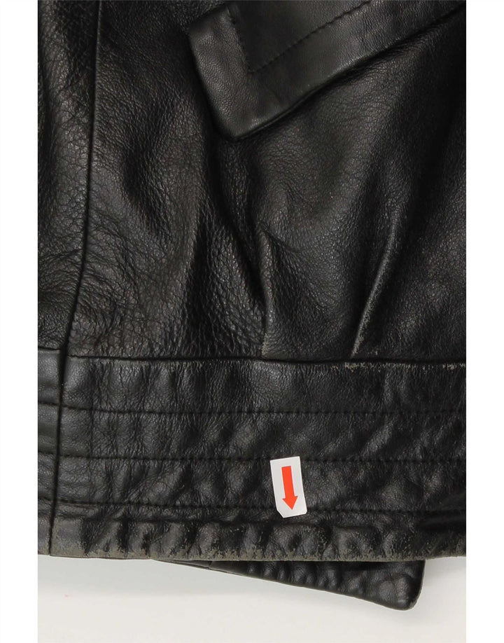 Jachetă de piele vintage pentru femei UK 14 Large Black