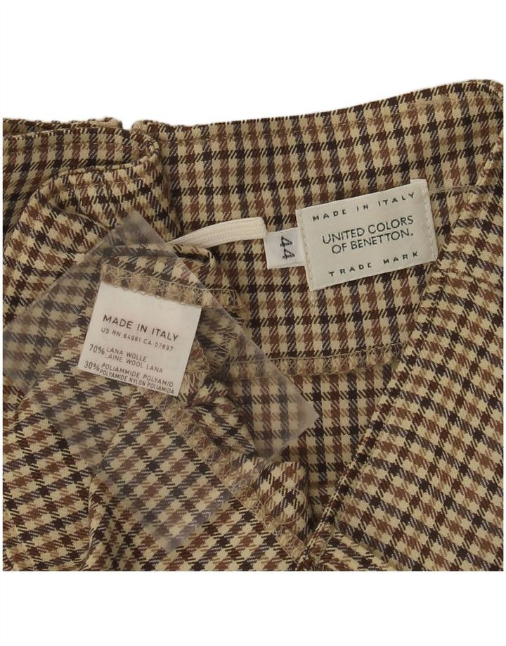 Fusta midi BENETTON pentru femei IT 44 Medium W28 Beige Check Wool