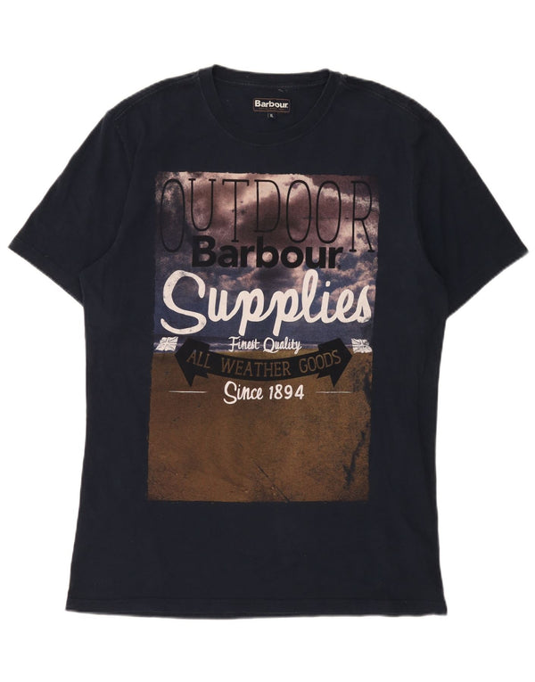 Tricou grafic pentru bărbați Barbour Top XL Bumbac bleumarin