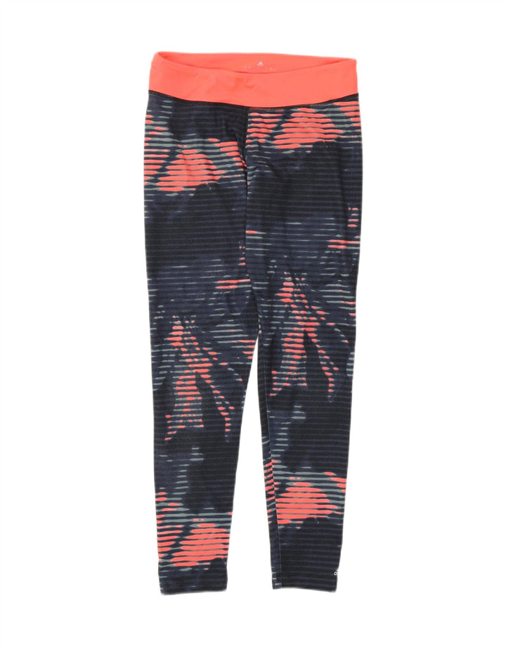 Leggings crop pentru femei Adidas UK 8/10 Poliester cu dungi albastre mici