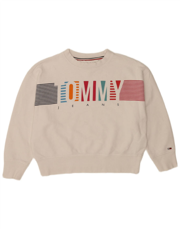 Pulover de hanorac grafic Tommy Hilfiger pentru femei UK 14 Medium White
